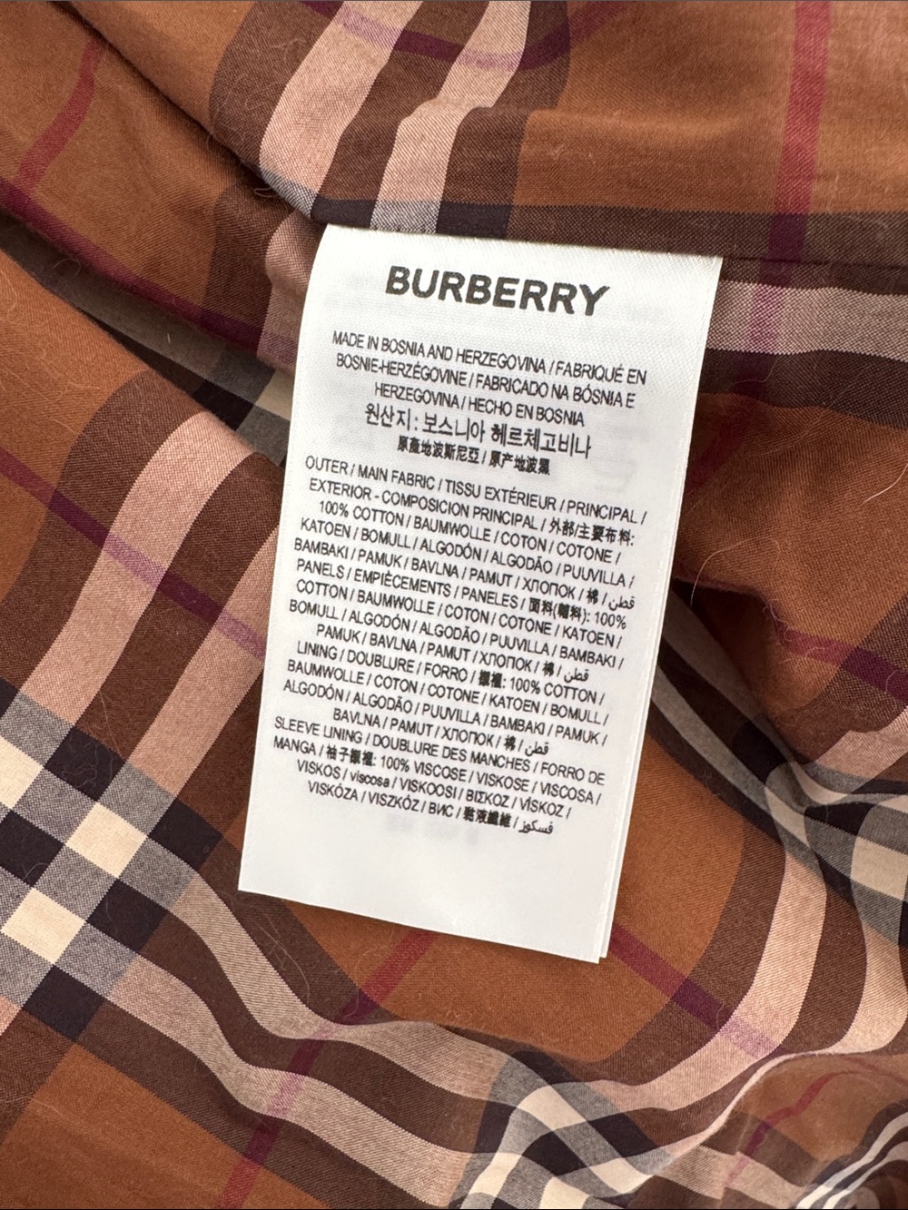 Burberry Sandridge Long Check Collar Gabardine Trench Coat Camel NWOT Size 2 - Picture 15 of 15